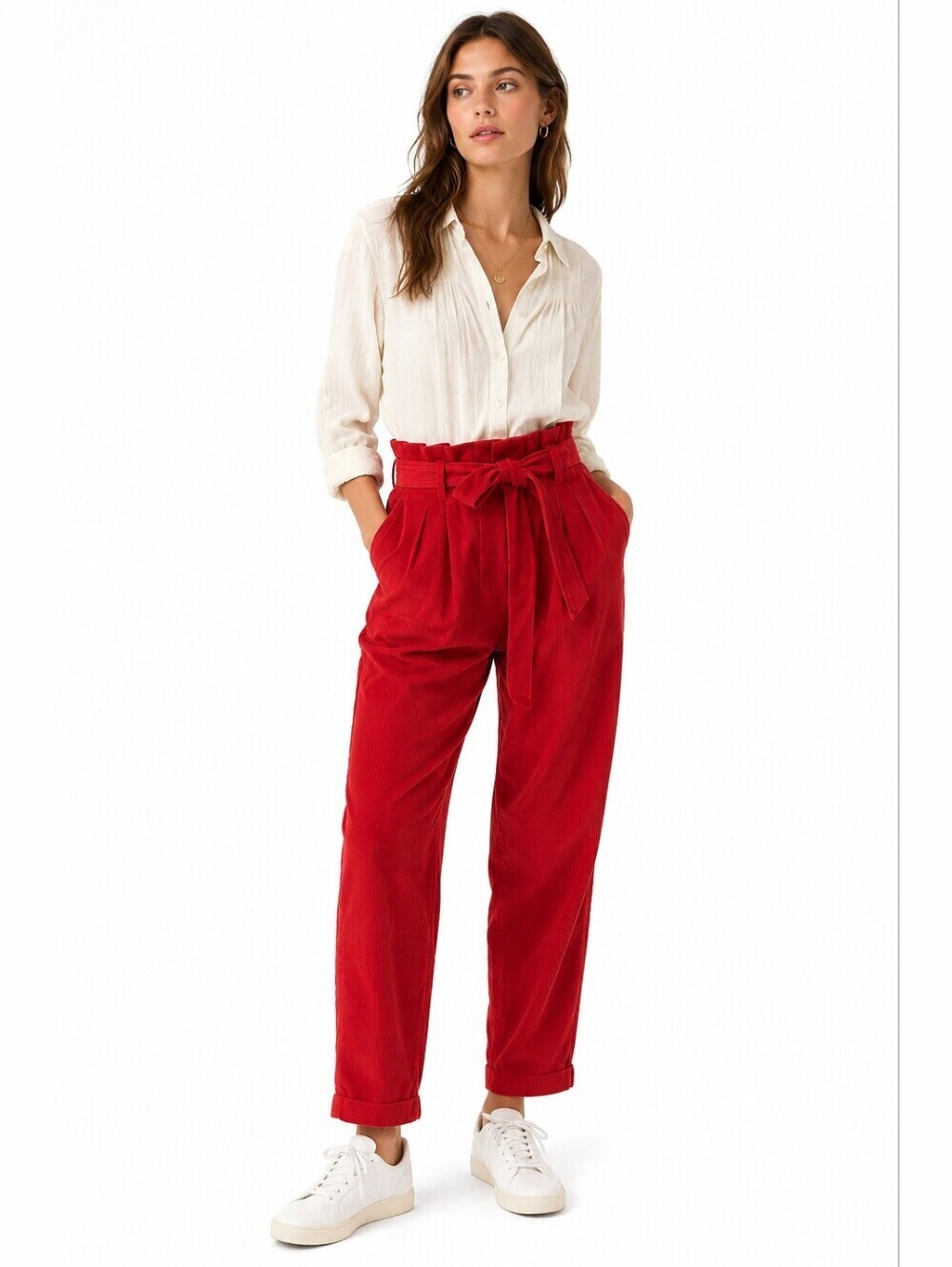 Anthropologie Scotch & Soda Daisy High Rise Straight Leg Paper Bag Red Pants Lg